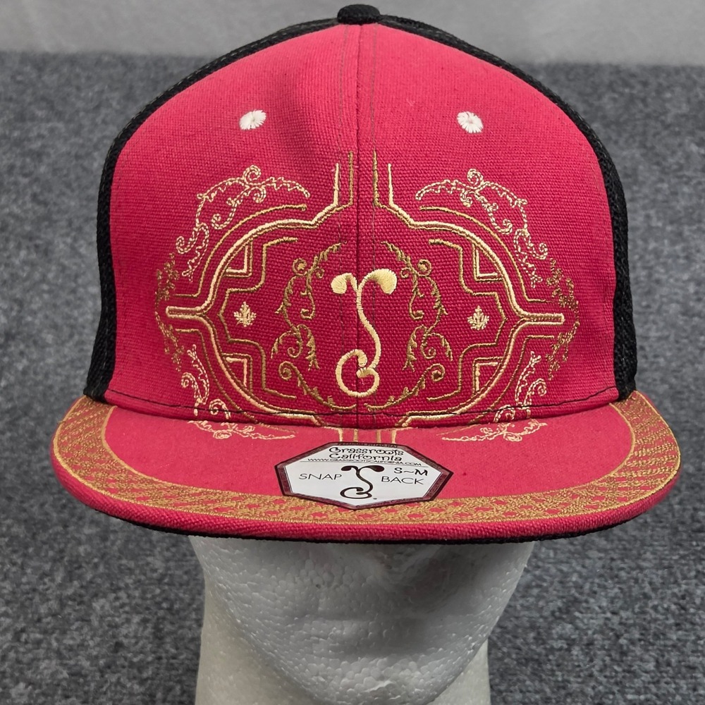 Grassroots California Snapback Hat S M Red Black 420 HoodLamb Cap Weed Festival